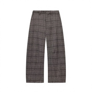 Gray <b>Plaid</b> Women Trousers Full Length Straight <b>Pants</b> Casual Bottoms for Autumn - Product Image 3