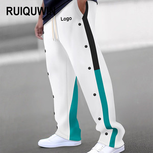 Pantaloni da Basket Primaverili RUIQUWIN da <span class=keywords><strong>Uomo</strong></span> con Patchwork e Bottoni, <span class=keywords><strong>Taglie</strong></span> <span class=keywords><strong>Forti</strong></span>, Gamba Dritta, Pantaloni da Jogging con Tasche, Pantaloni Sportivi Casual - Product Image 1