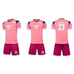 Großhandel Maßgeschneiderte Günstige Sublimations-Fußballtrikots 100% Polyester Weiß und Blau Kurzarm Fußball-Trikot-Sets für Herren - Product Image 2