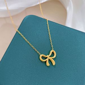 สร้อยคอจี้รูปโบว์ทอง 18K พร้อมจี้สแตนเลสสตีลสำหรับผู้หญิง - Product Image 6