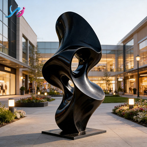 Scultura Artistica in Acciaio Inossidabile Nichelato <span class=keywords><strong>Nero</strong></span> Irregolare, Lavorazione Personalizzata, Design Astratto Moderno 3D Lucidato per Esposizione Interna - Product Image 4