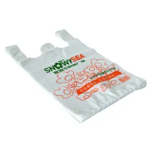 Factory Hdpe Ldpe Shopping Handbag Supermarket Promotional Biodegradable Carrier Bag T-shirt Plastic Bags With Handle