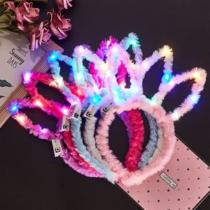 Diadema de Peluche Plegable con Forma de Conejo, con Luces Intermitentes, Tres Modos de Luz, Accesorio de Disfraz para Fiesta de Pascua - Product Image 5