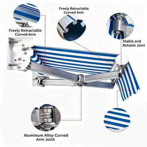 <span class=keywords><strong>Toldo</strong></span> Retráctil Clásico <span class=keywords><strong>para</strong></span> Exteriores, Tela de Sombra Sólida Personalizable, Protección Contra Viento, Sol y Lluvia - Product Image 4