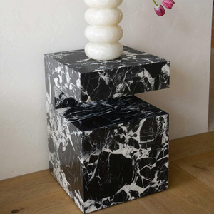 Mesa Auxiliar de Mármol Natural, Diseño de Muebles con Pedestal de Piedra de Mármol, Decoración del Hogar, Disponible en Varios Colores - Product Image 4