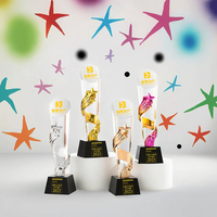 Trophée sportif professionnel en métal cristal K9 avec gravure au laser Prix athlétique personnalisé Trophées en cristal de compétition de haute qualité