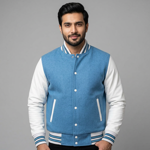 Nouvelles vestes de baseball pour hommes sur mesure de haute qualité, confortables, en polaire à col en V avec capuche, vente en gros pour la saison printanière - Product Image 1