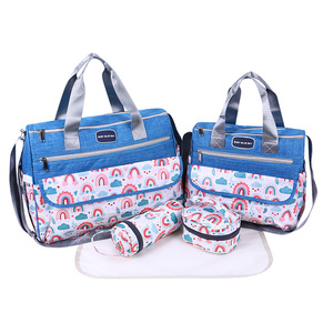 Baby Blue Sky Diaper <b>Bag</b> 5-Piece Set Printed Pattern Waterproof Expandable Maternity Baby <b>Bag</b> With Changing Pad And Accessories - Product Image 5