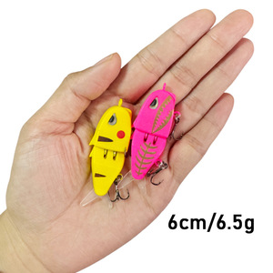 Esca da Pesca Snodata Swimbait da 60mm 6.5g ad Affondamento Lento, 2 Sezioni, Glide Bait con Coda Morbida e Sonaglio - Product Image 2