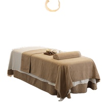 Ensemble de jupe de table de massage Spa couvre-lits de beauté de couleur unie pour le massage de physiothérapie du corps-Ensemble de draps faciaux kaki