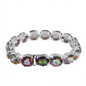 Bracelet en topaze mystique, en argent sterling 925 plaqué rhodium, style luxueux, unisexe et pour femmes, cadeau pour les occasions de mariage - Product Image 4