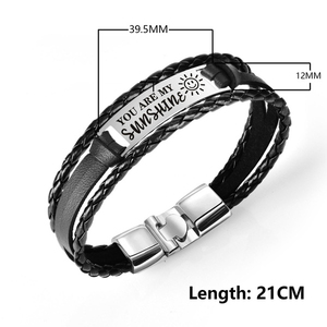 Braccialetto in pelle da <span class=keywords><strong>uomo</strong></span> <span class=keywords><strong>di</strong></span> lusso in acciaio inox argento oro nero placcato fibbia tu sei il mio braccialetto da <span class=keywords><strong>uomo</strong></span> amante del sole per gli uomini - Product Image 2