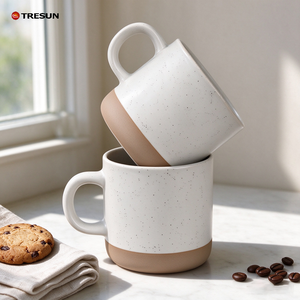 Mug à café en céramique mouchetée, glaçure bicolore, base en terre cuite, tasse en grès, logo personnalisé au laser, pour la maison, le bureau, ou comme cadeau - Product Image 6