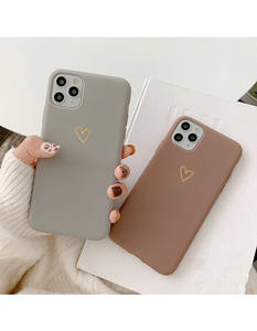 Funda de teléfono de lámina dorada personalizada, OEM, fabricante chino, bronce, estampado dorado, para PC, marrón, con Corazón dorado - Product Image 3