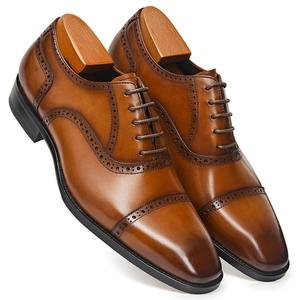 Chaussures habillées de luxe pour hommes à bout carré, respirantes, antidérapantes, à lacets, en cuir, pour affaires et mariages - Product Image 5