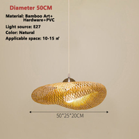 Lanterne de Lustre en Bambou Tissé de 60cm / 80cm/100cm, pour Restaurant Zen, Salon de Thé, Lampe Suspendue