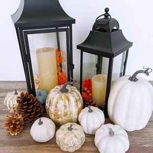 7 Calabazas de Espuma Realistas con Acabado Escarchado, Surtido Blanco y Dorado, para Decoración de Mesa en Otoño, Acción de Gracias, Pascua, Graduación y Hogar - Product Image 2