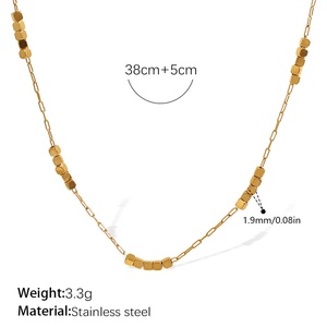 Collar de Cadena Trenzada de Acero Inoxidable Chapado en Oro de 18K, Estilo Europeo Americano, Eslabones Geométricos, Moderno, Regalo de Moda para Mujer - Product Image 6