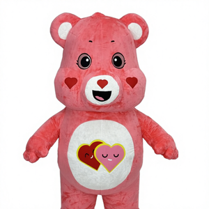 Trang phục gấu hồng bơm hơi cho người lớn, dùng biểu diễn, kích thước 2.2/2.6m, gấu khổng lồ hình trái tim, trang phục mascot bơm hơi, trang phục dự tiệc - Product Image 1
