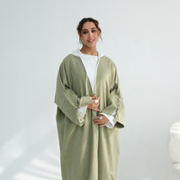 Neue 2026 Elegante Türkische Knopf-Abaya aus Leinen Islamische Kleidung Kimono Natürlich Atmungsaktive Hochzeits-Damen-Strickjacke