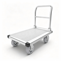 Chariot à main pliable en alliage d'aluminium avec roulements doubles, roues en caoutchouc silencieuses, poignées pliables et véhicule de manutention