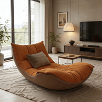 Canapé inclinable moderne de luxe léger, en cuir flanelle orange caramel, patchwork, salon, détente