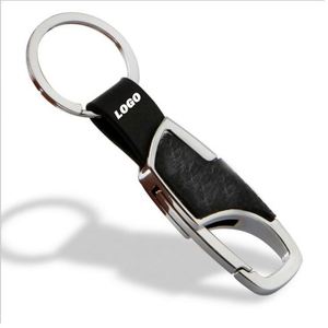 Custom Logo Metal Key Chains Waist Hanging Keychains Key Holder <b>Men</b> Best Gift <b>Keyring</b> Real Pebbled Leather Keychain - Product Image 1
