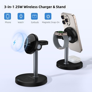 Cargador Inalámbrico Rápido Magnético 3 en 1 Ajustable Q I2.2 de 25W para Escritorio, Puede Cargar Teléfonos, Auriculares y Relojes - Product Image 4
