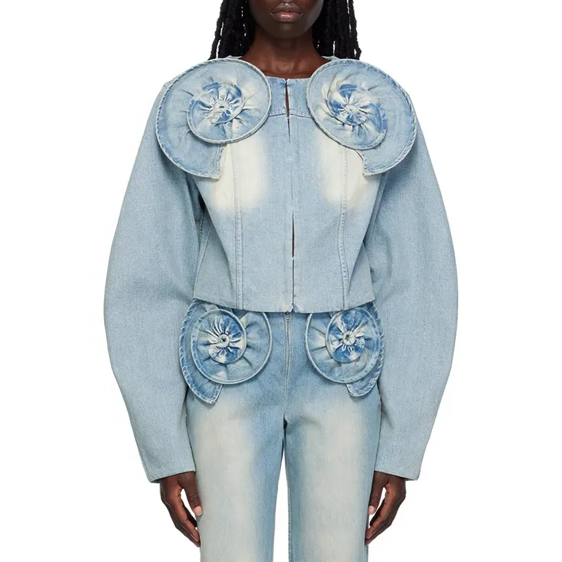 Осенне-зимняя джинсовая куртка OULAIYADI, новый дизайн, объемная декоративная короткая куртка для женщин, 2023