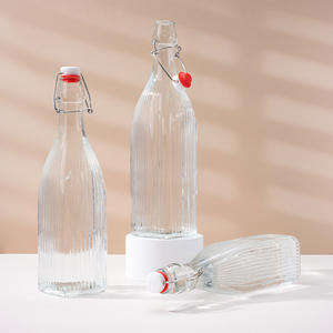 Bouteille en verre transparente carrée personnalisée de 500 ml, 750 ml, 1000 ml avec bouchon à bascule pour jus et eau – Prix usine de gros - Product Image 3