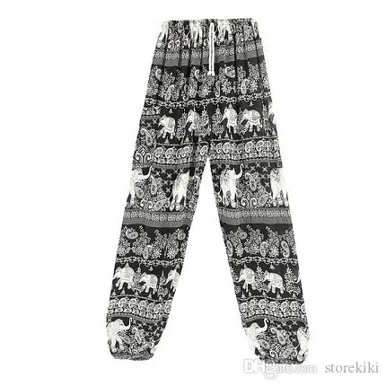 Women der Boho Elephant druck Harem Pants Baggy Dark Blue Aladdin Hippie Yoga Trousers