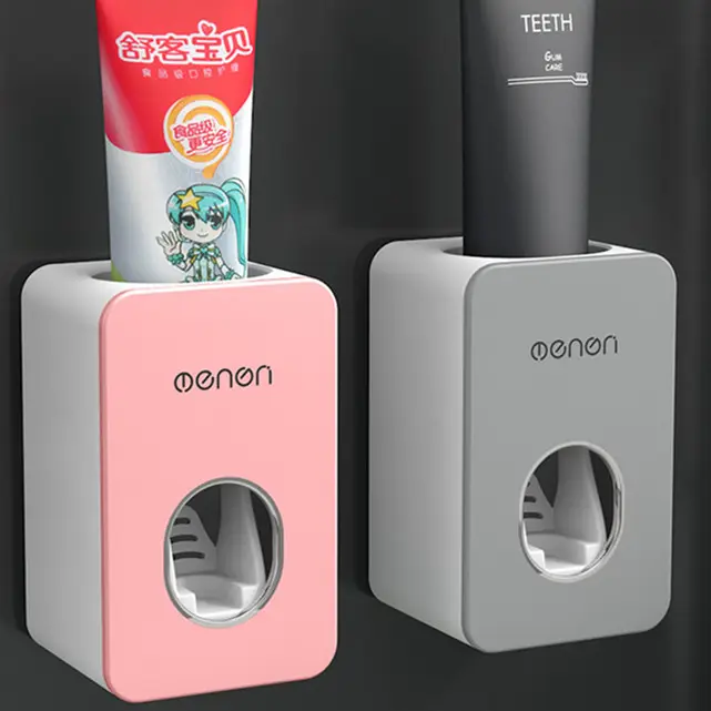 नई स्वचालित टूथपेस्ट औषधि टूथब्रश धारक दीवार घुड़सवार टूथपेस्ट आलसी मशीन बाथरूम सामान सेट