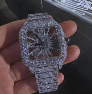 Модные мужские часы с ажурным дизайном, инкрустированные стразами, индивидуальный дизайн, популярные дизайнерские люксовые часы-скелетоны на запястье - Product Image 1