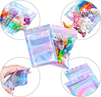 Sacs refermables holographiques transparents en PE personnalisés, résistants aux odeurs, recyclables, pour l'emballage alimentaire, petits cadres photo
