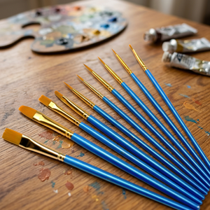 Paul Cézanne – Ensemble de 10 pinceaux d'artiste biseautés à manche en bois et poils en nylon pour aquarelle/peinture – Fabriqué au Jiangxi - Product Image 3