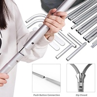 Support de bannière personnalisé de 2,4 m pour photomaton avec toile imprimée, cadre en alliage d'aluminium et design taie d'oreiller pour salons professionnels