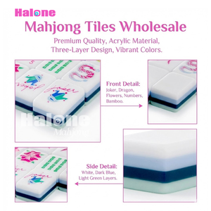 Özel Modern Nane Yeşili Deniz Köpüğü Amerikan Mahjong Seti 160 Taşlı Standart 4 Katmanlı Hassas İşlemeli Akrilik Satranç Oyunu - Product Image 2