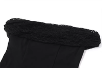 Ensemble 2 pièces short et haut court moulant plissé uni à col en V, sans bretelles, épaules dénudées, bordure en dentelle, style sexy et doux, collection 2026