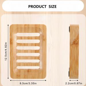 Ensembles de salle de bain en bambou naturel écologique Porte-savon en bambou rectangulaire personnalisé Porte-savon en bambou - Product Image 4