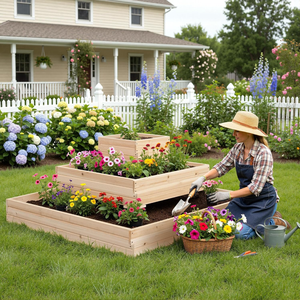 Jardinera Elevada de Madera de 3 Niveles, Divisible, con Revestimiento de Vinilo, Ecológica, para Flores, Verduras, Hierbas, Jardín, Patio Trasero - Product Image 4