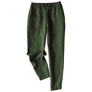 <span class=keywords><strong>Pantaloni</strong></span> <span class=keywords><strong>estivi</strong></span> elasticizzati in vita tinta unita in lino 100% <span class=keywords><strong>con</strong></span> coulisse <span class=keywords><strong>pantaloni</strong></span> Casual leggeri da <span class=keywords><strong>donna</strong></span> - Product Image 5