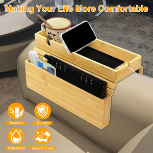 Bamboo <b>Sofa</b> Armrest <b>Tray</b> With Cup Holder Storage For Living Room - Product Image 2