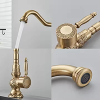 Robinet de salle de bain contemporain monotrou en laiton antique mitigeur moderne en céramique pour eau chaude et froide avec conception à poignée unique