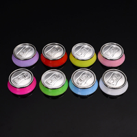 En stock: Envase de plástico transparente reciclado posconsumo para caramelos en mini latas de refresco, con etiquetas.