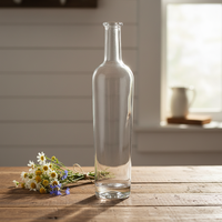 Bouteille en verre à liqueur à col long et fond épais, personnalisée, sur mesure, de qualité supérieure, fabriquée en usine, 750 ml, 700 ml, 500 ml, 350 ml, avec bouchon en liège rond
