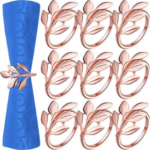 Set di <span class=keywords><strong>portatovaglioli</strong></span> in <span class=keywords><strong>oro</strong></span>-<span class=keywords><strong>portatovaglioli</strong></span> in foglia per decorazioni nuziali anelli per cena Fiesta - Product Image 3