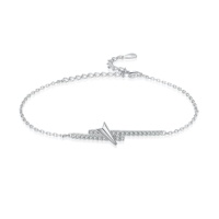 Bracelet pour femme en argent sterling 925 plaqué or rhodié avec breloque flèche et zircon serti griffe, sans nickel, sans plomb, minimaliste