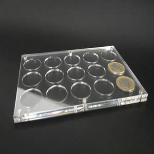 उच्च गुणवत्ता स्पष्ट एक्रिलिक पेपेक्स सिक्का डिस्प्ले रैक चुंबक ढक्कन के साथ लेजर कट छेद - Product Image 3