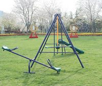 IUNNDS Ensemble de balançoires extérieures à cinq postes avec structure métallique et toboggan pour enfants, idéal pour l'école et le jardin, certifié CE