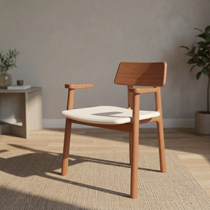 Chaise de salon scandinave moderne en bois avec dossier et accoudoirs solides, design ergonomique pour l'ameublement de la maison - Product Image 2